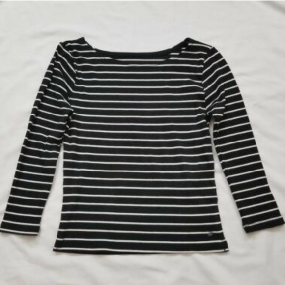 🌼3/$30 Soft & Sexy T 3/4 Sleeve Black and White Stripes - Picture 2 of 5